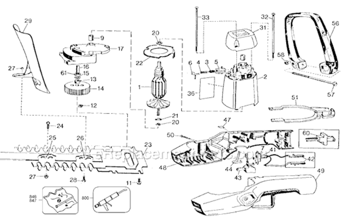 Page A Diagram and Parts List for 8124-04 Type 8 Black and Decker Hedge Trimmer